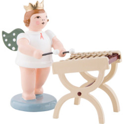 Engel mit Krone und Hackbrett - 6,5 cm