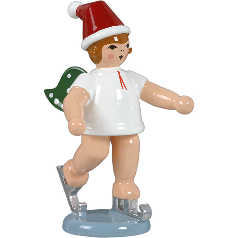 Weihnachtsengel mit Mütze und Schlittschuhen stehend - 6,5 cm