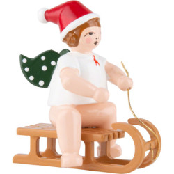 Christmas Angel with Hat Sitting on Sleigh - 6,5 cm / 2.5 inch