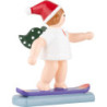 Weihnachtsengel mit Mütze auf Snowboard - 6,5 cm