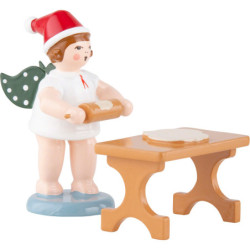 Bäckerengel mit Mütze und Teigrolle am Tisch - 6,5 cm