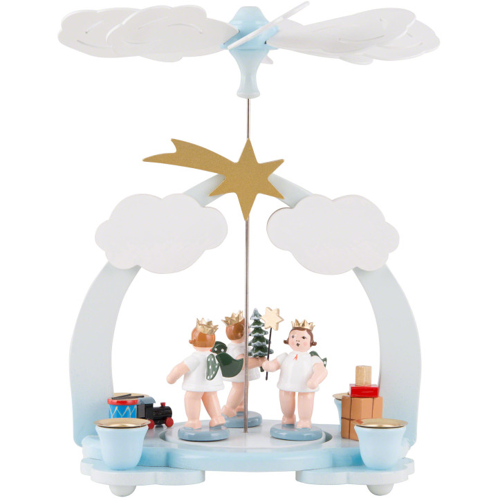 1-Tier Pyramid - Three Angels with Presents - 23 cm / 9 inch