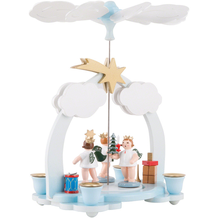 1-Tier Pyramid - Three Angels with Presents - 23 cm / 9 inch