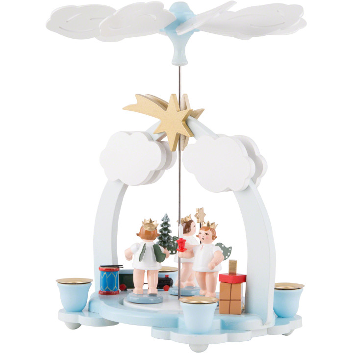 1-Tier Pyramid - Three Angels with Presents - 23 cm / 9 inch