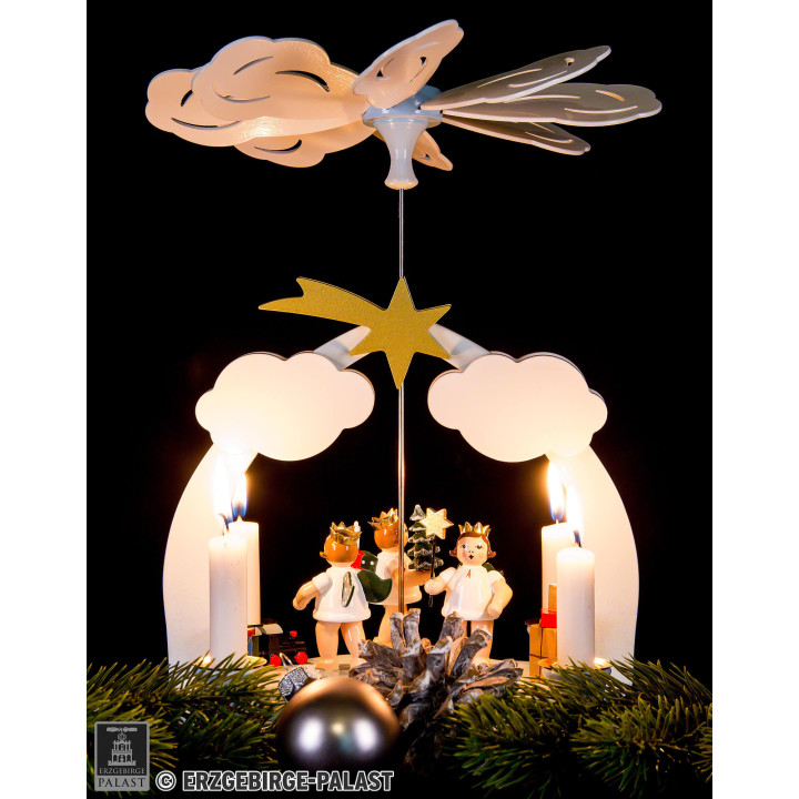 1-Tier Pyramid - Three Angels with Presents - 23 cm / 9 inch