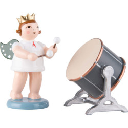 Angel with Crown and Big Orchestra Drum - 6,5 cm / 2.6 inch