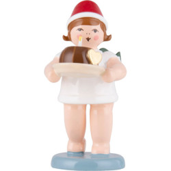 Weihnachtsengel mit Mütze und Kuchen - 6,5 cm