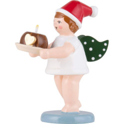 Weihnachtsengel mit Mütze und Kuchen - 6,5 cm
