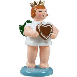 Geschenkeengel mit Krone und Pfefferkuchenherz - 6,5 cm