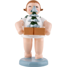 Geschenkeengel mit Baum - 6,5 cm