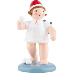 Weihnachtsengel mit Mütze - Schneeballwerfer - 6,5 cm