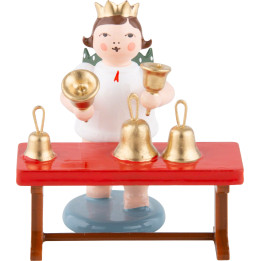 Engel mit Krone und Handglockenspiel - 6,5 cm