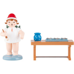 Christmas Angel with Hat and Gingerbread at Table - 6,5 cm / 2.6 inch