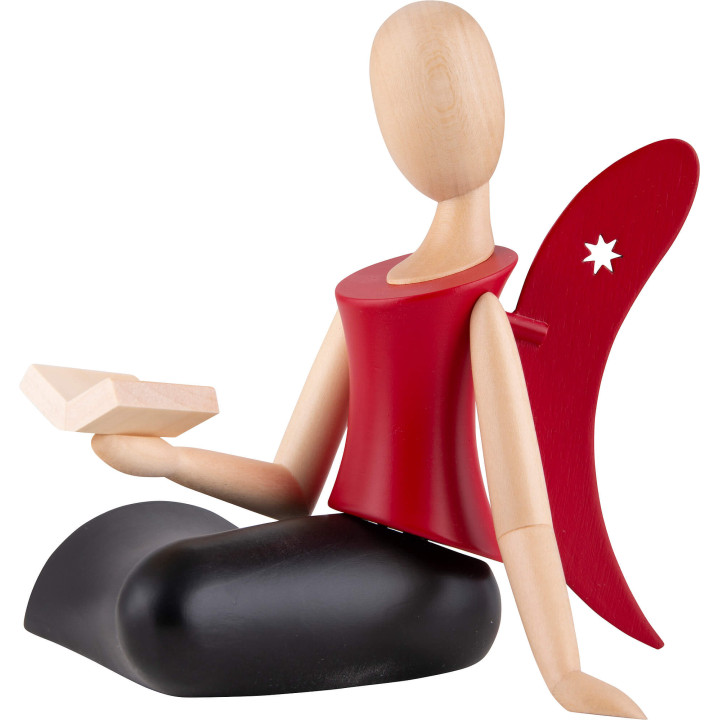 Sternkopf Angel Sitting with Book Black-Rod - 12,5 cm / 4.9 inch