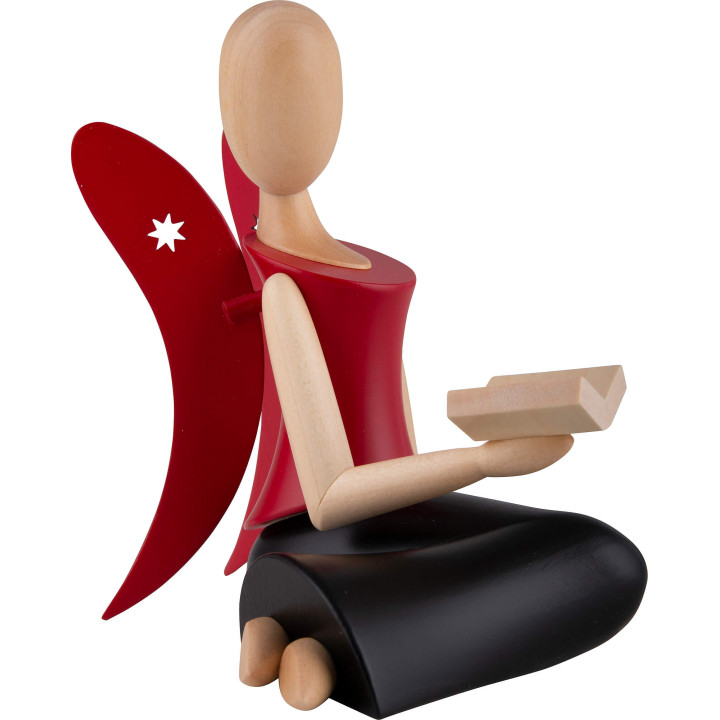 Sternkopf Angel Sitting with Book Black-Rod - 12,5 cm / 4.9 inch