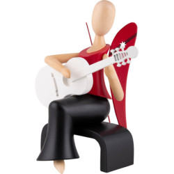 Sternkopf Engel mit Gitarre sitzend - 15,5 cm