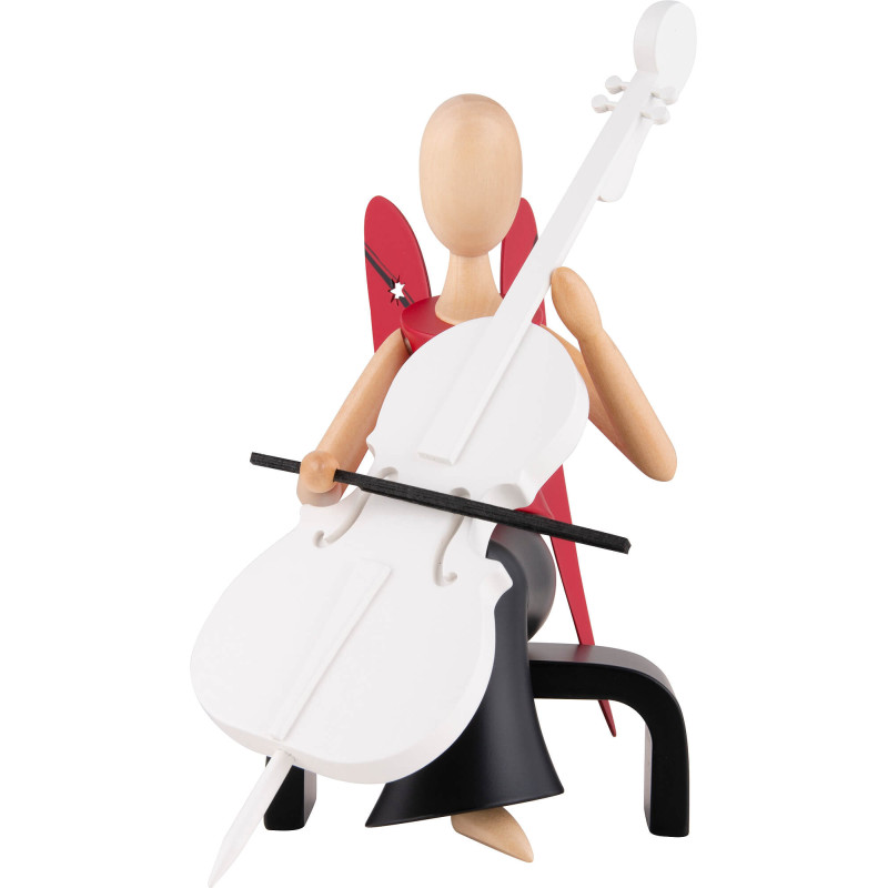 Sternkopf Engel mit Cello sitzend - 15,5 cm