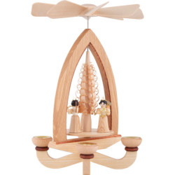 1-Tier Pyramid - Long-Skirt Angels with Pleated Skirts - Natural - 28 cm / 11 inch