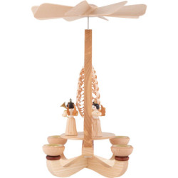 1-Tier Pyramid - Long-Skirt Angels with Pleated Skirts - Natural - 28 cm / 11 inch