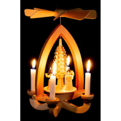1-Tier Pyramid - Long-Skirt Angels with Pleated Skirts - Natural - 28 cm / 11 inch