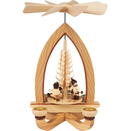 1-Tier Pyramid - Winter Children - Natural - 28 cm / 11 inch