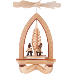 1-stöckige Pyramide Wintersportler - natur - 28 cm