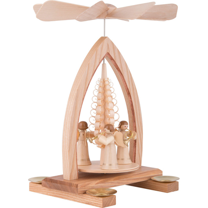 1-Tier Pyramid - Long Skirt Angels - Natural - 26 cm / 10.2 inch