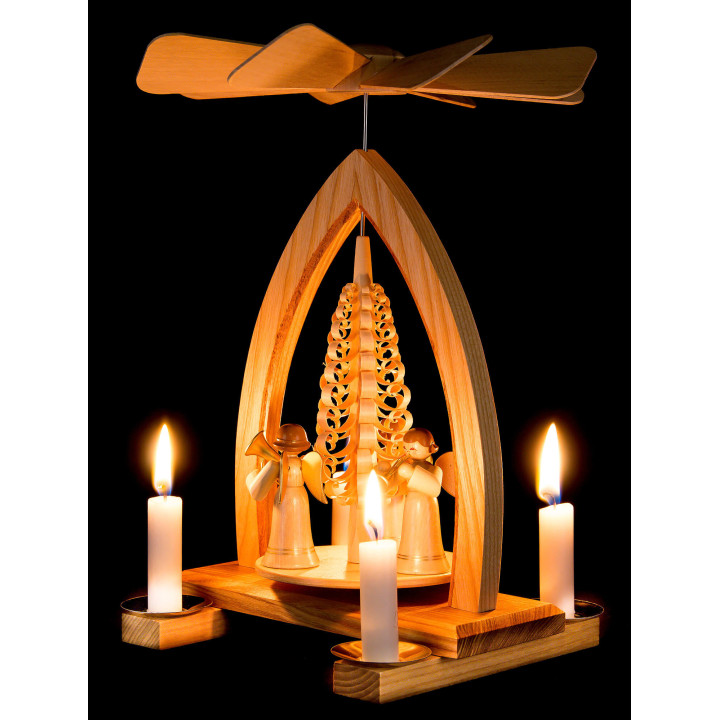 1-Tier Pyramid - Long Skirt Angels - Natural - 26 cm / 10.2 inch