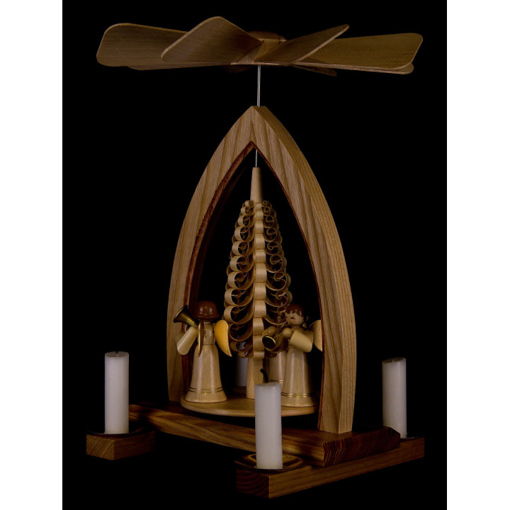 1-Tier Pyramid - Long Skirt Angels - Natural - 26 cm / 10.2 inch