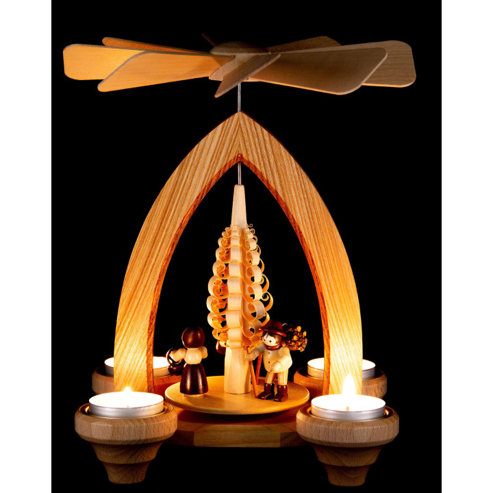 1-Tier Pyramid - Forest People - Natural - 26 cm / 10.2 inch