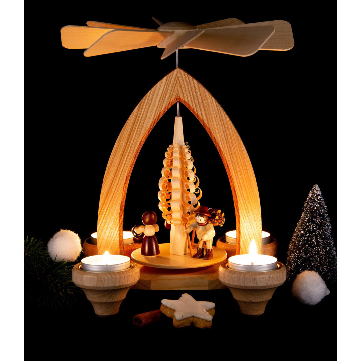 1-Tier Pyramid - Forest People - Natural - 26 cm / 10.2 inch