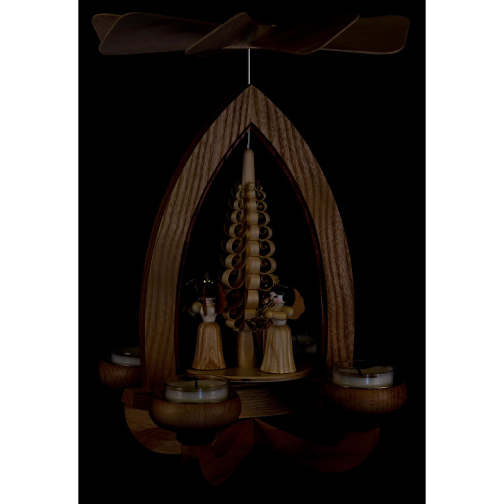 1-Tier Pyramid - Pleated Skirt Angels - Natural - 28 cm / 11 inch