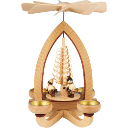 1-Tier Pyramid - Winter Children - Natural - 28 cm / 11 inch