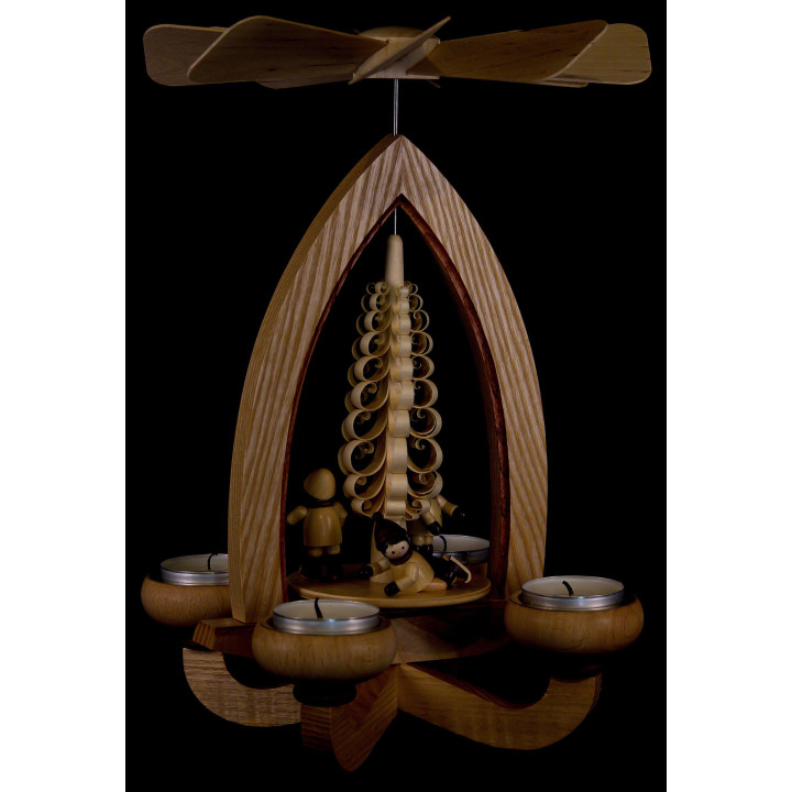 1-stöckige Pyramide Eisläufer - natur - 28 cm