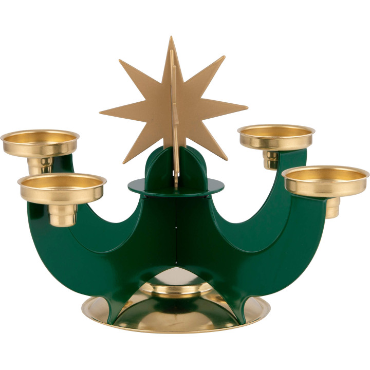 Candle Holder with Incense Cone Option - Green - 16 cm / 6.3 inch