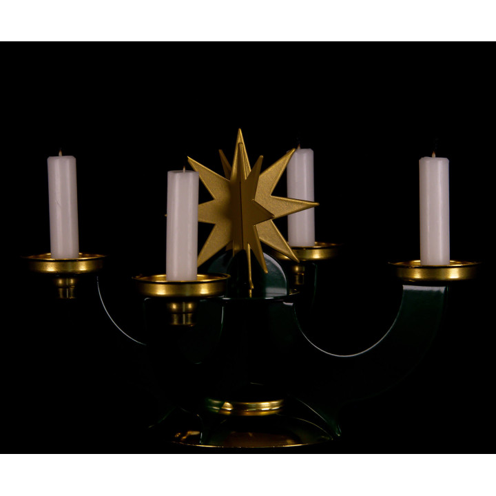 Candle Holder with Incense Cone Option - Green - 16 cm / 6.3 inch