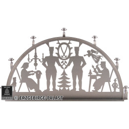 Edelstahl-Schwibbogen mit Edelstahl-Kerzenhaltern für Innen - Bergmann - 60x35 cm