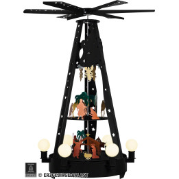 3-stöckige Außenpyramide "Christi Geburt" schwarz - 160 cm