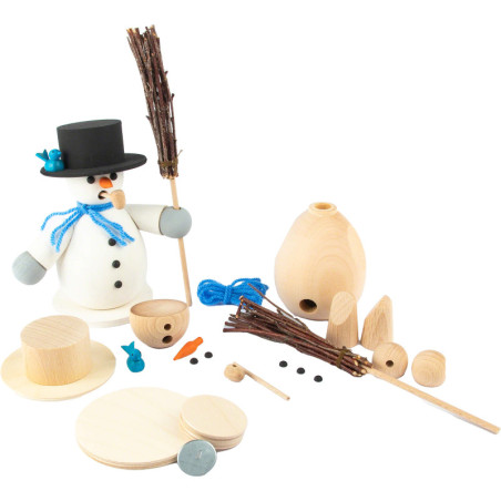 Bastelset Räuchermännchen Schneemann mit Reisig - 14 cm