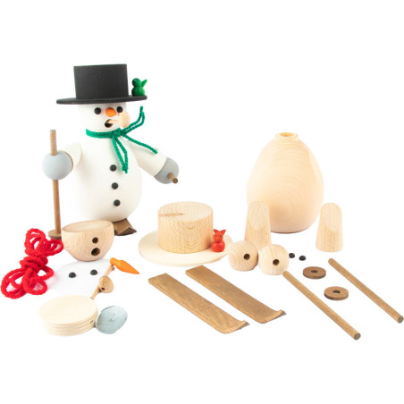 Bastelset Räuchermännchen Schneemann auf Ski - 14 cm