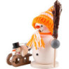 Smoker - Snowman with Sleigh and Child Orange - 15 cm / 5.9 inch