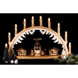 Schwibbogen Weihnachtsmarkt mit Wärmespiel - 66x44 cm