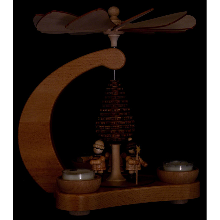 1-Tier Pyramid - Carolers with Layered Tree - 25 cm / 9.8 inch
