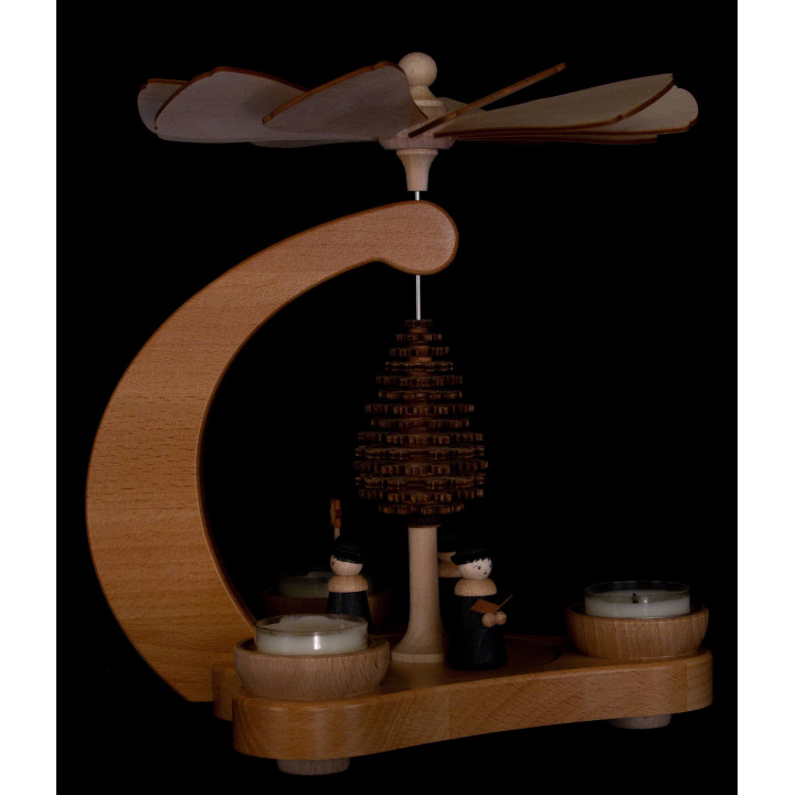 1-stöckige Pyramide Kurrende schwarz mit Schichtenbaum - 25 cm