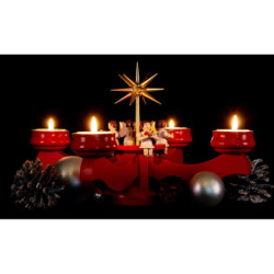 Candle Holder - Angels Red - 19 cm / 7.5 inch