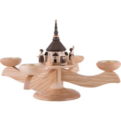 Candle Holder - Seiffen Church with Carolers Natural - 26 cm / 10.2 inch