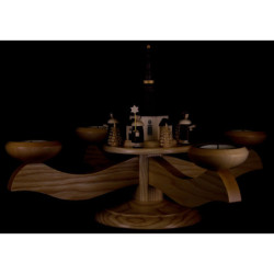 Candle Holder - Seiffen Church with Carolers Natural - 26 cm / 10.2 inch