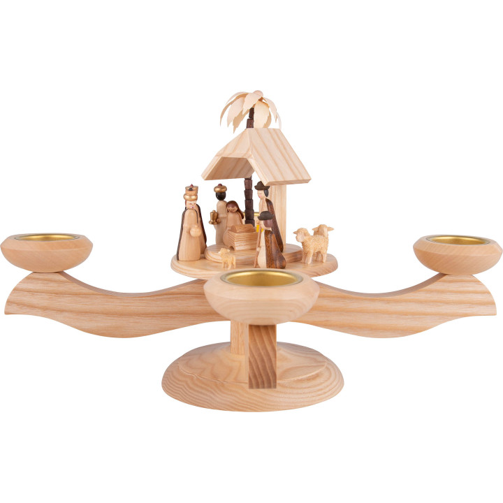 Adventsleuchter Christi Geburt natur - 20 cm