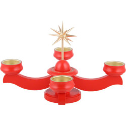 Adventsleuchter mit Weihnachtsstern rot - 19 cm