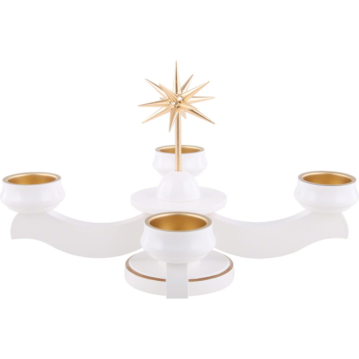 Advent Candle Holder - Star, for Thick Candles Or Tea Candles, White - 19 cm / 7.5 inch